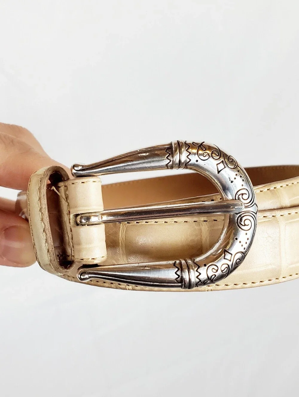 Brighton Western Beige Leather Belt Large